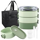 Astralong 3 en 1 Bento Box 2800ml con Bolsa Cubiertos, Fiambreras Comida Trabajo, Lunch Box Niños Adultos, Sin BPA, Microondas, Tapers para Comida Hermetico, Lonchera Termica Escuela