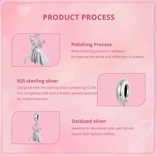 Charm de pareja de baile en plata de ley 925 compatible con pulsera Pandora 6