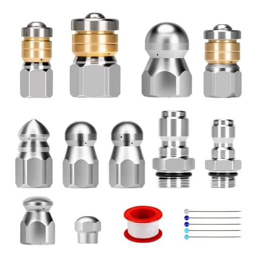 11-Piece Stainless Steel Sewer Jetter Nozzle Kit