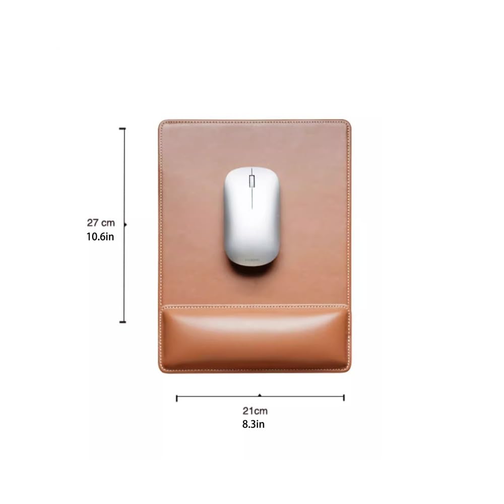 Ergonomisches Leder-Mauspad mit Handgelenkstütze, rutschfeste Gummiunterseite, Memory-Schaum, wasserdichte Oberfläche für Gaming, Büro, Grau