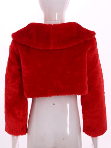 Jelory Kids Flower Girls Long Sleeve Faux Fur Bolero Cardigan Dress Coat Wedding Party Shawl Wrap4