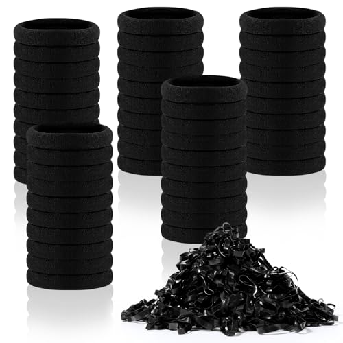 Diboniur Gomas Pelo, 50 Piezas Gomas Pelo Negras y 450 Piezas Gomas Pelo Pequeñas, Gomas Pelo Mujer para Tocador o Baño, Coleteros Pelo Mujer, Bandas el Pelo Elásticas Fuertes Mujeres y Niñas