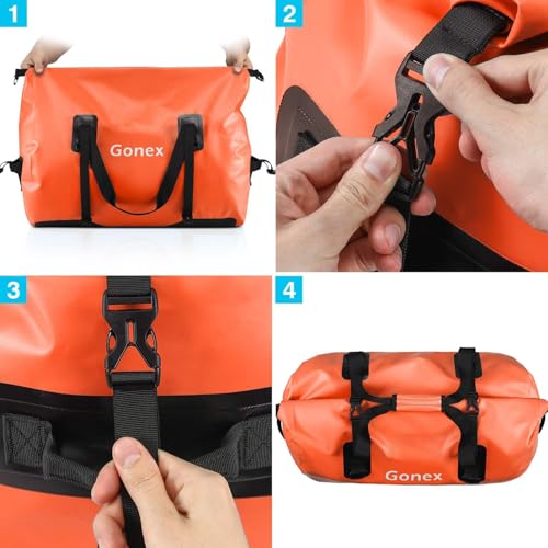 Gonex 80L Extra Large Waterproof Duffle Travel Dry Duffel Bag Heavy Duty Bag with Durable Straps & Handles for Kayaking Paddleboarding Boating Rafting Fishing Orange by Gonex - Image 8