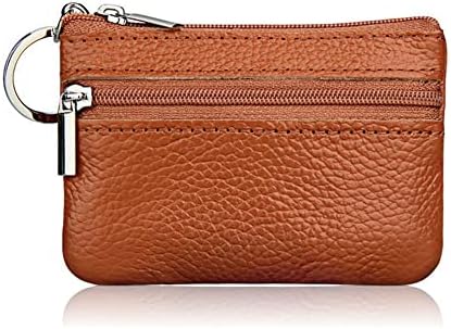 Hibate Women's Mini Coin Purse Wallet Genuine Leather Zipper Pouch with Key Ring
