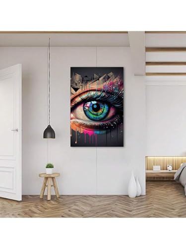 Œuvre d'art imprimée graffitis et yeux colorés grand format - 2