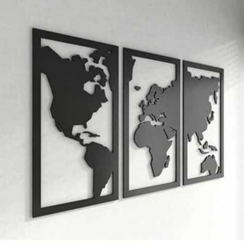 Quadro Decoração Vazado Mapa Mundi Mdf 6mm 100X60cm