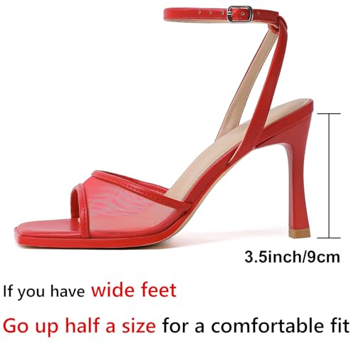 Image of Mostrin Strappy Heels for Women Square Open Toe Lace Up Heeled Sandals Ankle Strap Sexy Stiletto High Heels for Party, Prom, Dating, Wedding