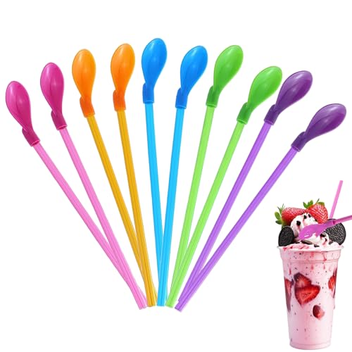 10 Pieces Slush Straws Slushie Straws Colored Straw Spoon Reusable Straws Spoon Suitable for Cocktails Coffee Milkshake Slushie