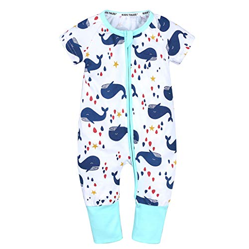 Kids Tales Baby Boys Girls Zipper Short Sleeve Pajama Sleeper Cotton Romper(Size 3M-3T) Kids Tales Baby Boys Girls Zipper Short Sleeve Pajama Sleeper Cotton Romper(Size 3M-3T)