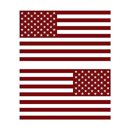 Image of American US Flag [Pick Color /Size] Vinyl Decal Sticker for Laptop /Car /Truck /Window /Bumper (3.5in Subdued Pair, Matte Maroon)