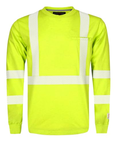 BOCOMAL FR Hi-Vis Shirts 6oz Lightweight High Visibility Reflective Flame Resistant/Fire Retardant Shirt Men's Safety Shirts