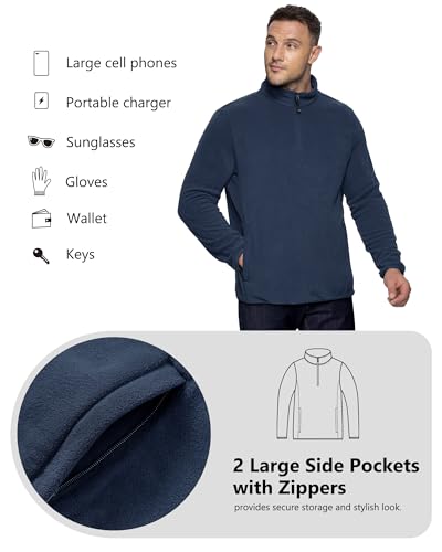 33,000ft Men's Quarter-Zip Polar Fleece Jacket, Long Sleeve Half Zip Fleece Pullover Sweaters Thermal Golf Sweatshirt2