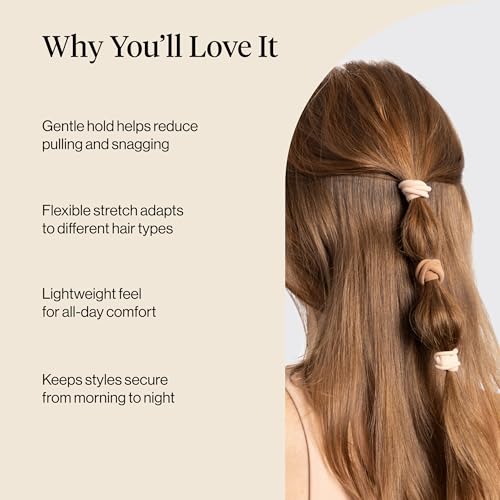 Kitsch Nylon Hair Ties, No Damage, Stretchable Hair Bands, Blush, 20 Pcs - image 3