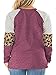 Plus Size Tops for Women Long Sleeve Tunic Leopard Print T-Shirt Wine-Red 18W