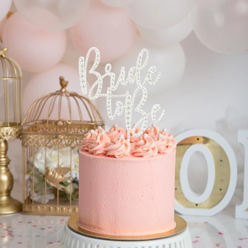 SiliFine Bride to Be Cake Topper Bling Bridal Shower Cake Topper Pearl Acrylic Bridal Shower Decorations for Bride Shower Bachelorette Party 10.7 x 6.5inchs by SiliFine - Image 3