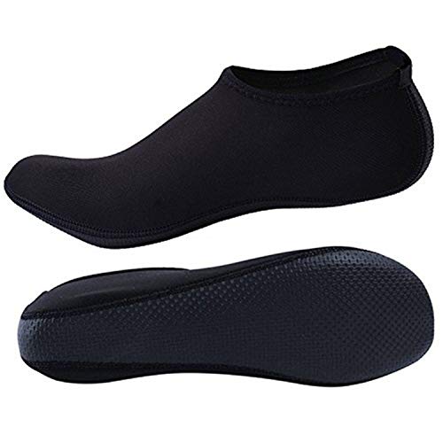 JACKSHIBO Men Women Quick-Dry Water Skin Shoes Aqua Socks for Water Indoor Sports Swim Surf Yoga Exercice Beach Pure Black 11-12.5 Women/10-10.5 Men