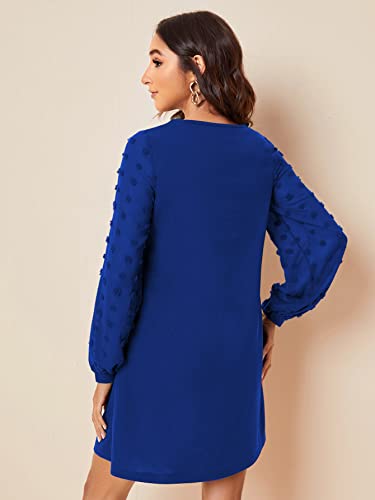 Image of SweatyRocks Women's Elegant Mesh Contrast Long Sleeve A Line Mini Short Dress