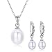 The Ultimate Sterling Silver Jewelry by DIAMOVI | 100% Real Natural Freshwater White Pearls | Silver Chain Pendant & Hoop Earrings White Pearls for Women | Come in A Fine Jewelry Bag