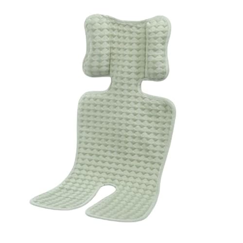 冷感ベビーカーシート 枕付き 夏用 通気性 吸汗速乾 マルチ対応 チャイルドシート ベビーチェア A型B型対応 簡単取付 洗える 70×35cm (グリーン, free)