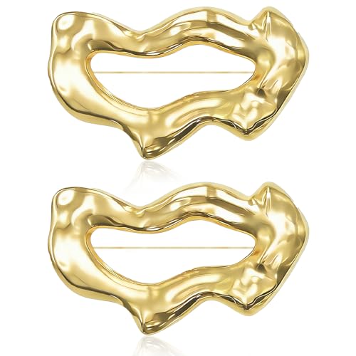 2Pcs Gold Brooch Pins For Women Minimalist Hollowed-Out Geometric-Shaped Gold Pins Decorations For Geometric Brooch Suit Costume Chest Accessories Jewelry Gift