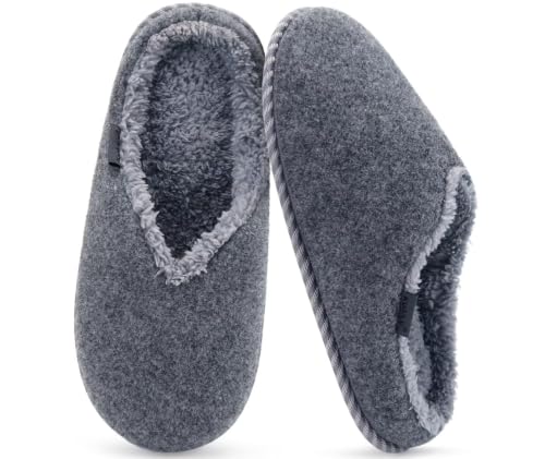 Image of KuaiLu Womens Supportive Memory Foam Slippers Felt Fuzzy Lined Heel Cushion Lightweight House Shoes for Indoor Outdoor