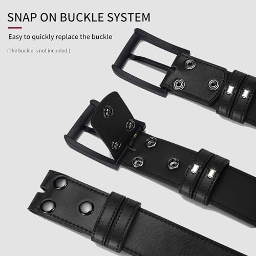 1-1/2" (38mm) Leather Belt Without Buckle Snap On Belt Strap for Interchangeable Buckles2