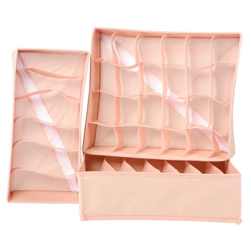 Levemolo 3Pcs Creative Underwear Organizer Versatile Storage Box for Socks Bras Underwear for Bedroom Use Stylish Pink Design with Multiple Compartments
