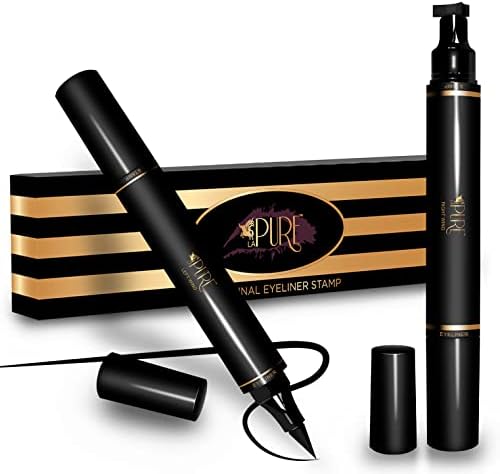LA PURE Waterproof Eyeliner Stamp - 2 Wingliner Black Make Up Pens, Vamp Style Wing, Smudgeproof & Sweatproof, Perfect Cat Eye Look, Winged Long Lasting Liquid Eye Liner Pen, Eyeshadow, No Dipping…