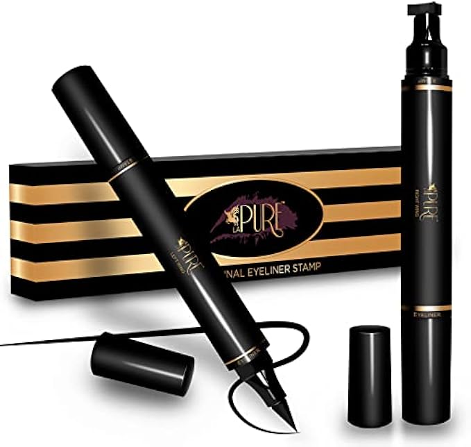 LA PURE Waterproof Eyeliner Stamp - 2 Wingliner Black Make Up Pens, Vamp Style Wing, Smudgeproof & Sweatproof, Perfect Cat Eye Look, Winged Long Lasting Liquid Eye Liner Pen, Eyeshadow, No Dipping…