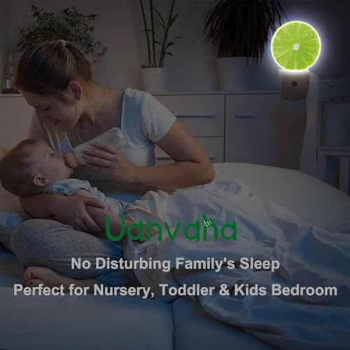 Image of Lime Lemon Night Light Tropical Fruit Summer Juice Plug-in Night Lights with Dusk-to-Dawn Sensor Sleep Friendly LED Lighting for Women /Girls /Boys for Bedroom Bathroom Living Room