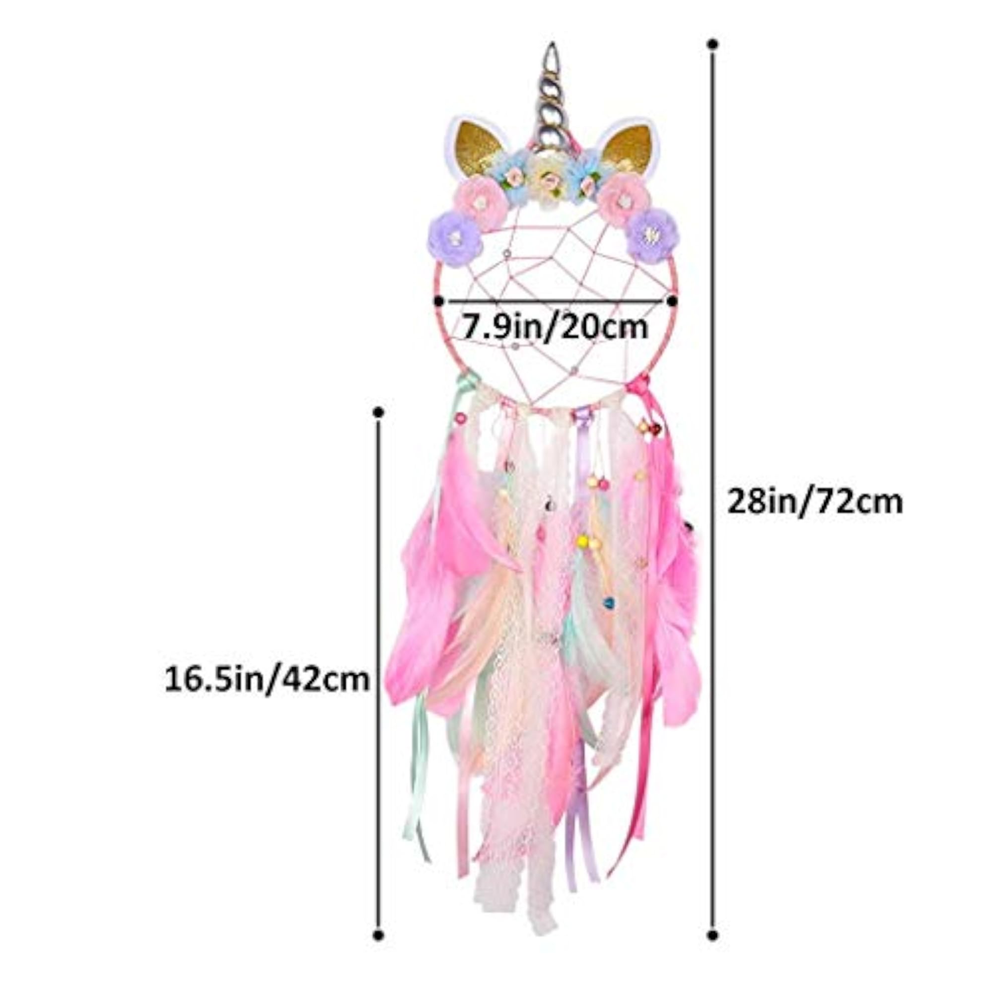 Cotton Thread Unicorn Dream Catcher with Shiny Pearls