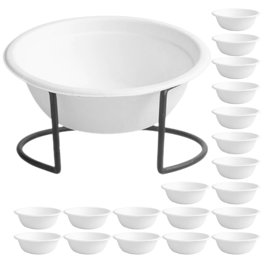 LIFKOME Sustainable Pet Set of Cat Dog Food Bowls Disposable Paper Feeders Easy to and Carry for Anywhere Feeding