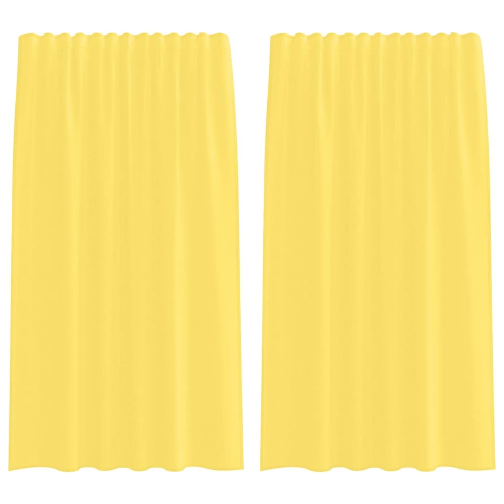 Voile transparent jaune 140x175 cm avec passe-tringle en lot de 2