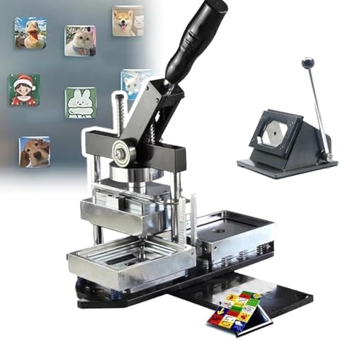Square Photo Magnet Machine Kit - 50x50mm, 80x5m, 90x65mm - Includes 100 Rounded Photos, Easy to Use for DIY Fridge Magnets, Perfect for Home Decor and Personalization