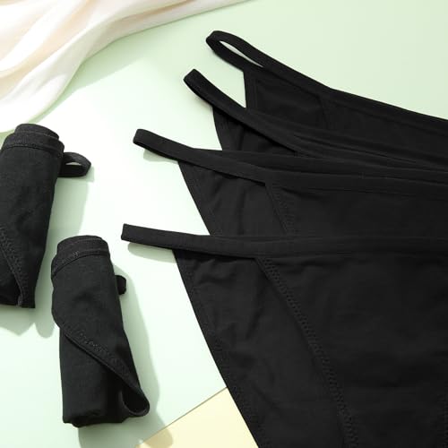 Image of LEVAO Cotton Underwear for Women-Plus Size String Bikini Panties-Low Waist Cheeky Underwear-High Cut Stretch Ladies Briefs