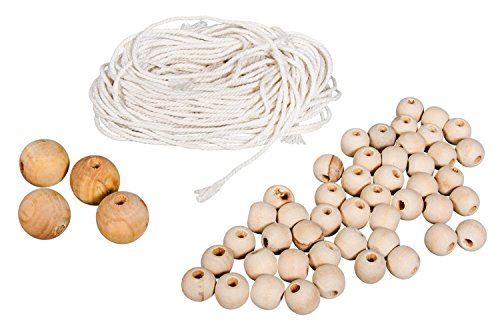 Rayher 42007000 Craft Pack Wooden Beads and Yarn for Macrame Natural