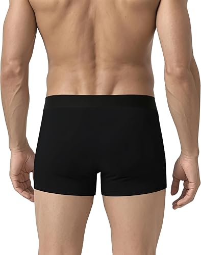 Image of Men's Soft Nylon Boxer Briefs Breathable Stretch Trunks with Elastic Waist Pack of 4