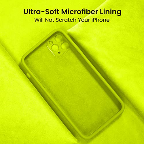 Image of FireNova Designed for iPhone 14 Pro Case, Silicone Upgraded [Camera Protection] Phone Case, Soft Anti-Scratch Microfiber Lining Inside, 6.1 inch,Fluorescent Green