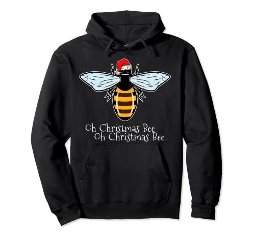 Oh Christmas Bee Funny Christmas Bee Light Santa Hat Gift Pijama Sudadera con Capucha