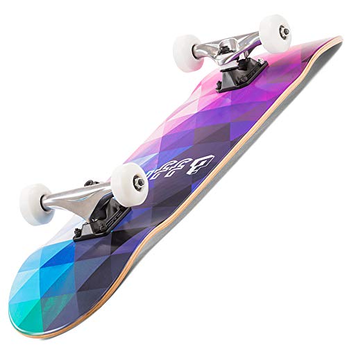 Enuff スケートボード 32インチ 【世界ランカーも使用】 コンプリート スケボー 初心者～競技者まで ソフトウィール装着 組上済 完成品 英国ブランド ENU3030 Purple 85A ［国内正規品／日本語説明書／メーカー保証付き］ GEOMETRIC パープル SOFT