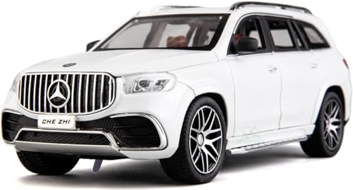 Image of DEOXY 1 /24 Big Mercedes Benz GLS63 AMG Model Car,Zinc Alloy Diecast Toy Car Pull Back with Light and Sound Toy Vehicle Door Can Be Opened,white