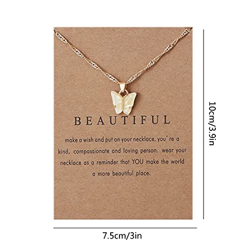 Enamel Colorful Dainty Acrylic Butterfly Pendant Necklace Bohemian Adjustable Minimalist Charm Jewelry Necklace Gift4