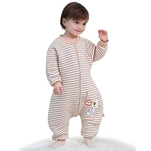 MIKAFEN Babyslaapzak met pijpen, warm gevoerd, winter, lange mouwen, winterslaapzak met voeten, jongens en meisjes, uniseks jumpsuit pyjama’s