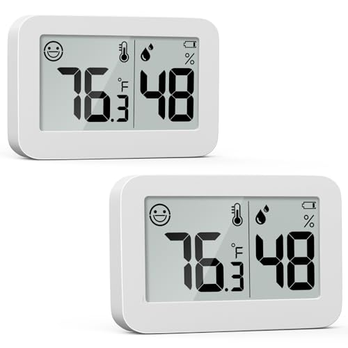 DOOMAY 2-Pack Mini Hygrometer Indoor Thermometer, Humidity Gauge with Switch (℃/℉), Humidity...