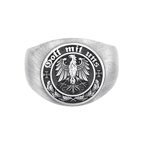 Gott Mit Uns Ring, German Coat of Arms Signet Rings, 925 Sterling Silver Handmade Ring, History Gift for Men, Patriotic Jewelry2