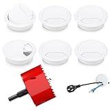 7 Stück Kabeldurchführung Schreibtisch Kabeldurchlass Kunststoff Schreibtisch Kabeldurchführung Weiß Kabeldurchlass Tisch für Tisch Office Schreibtische