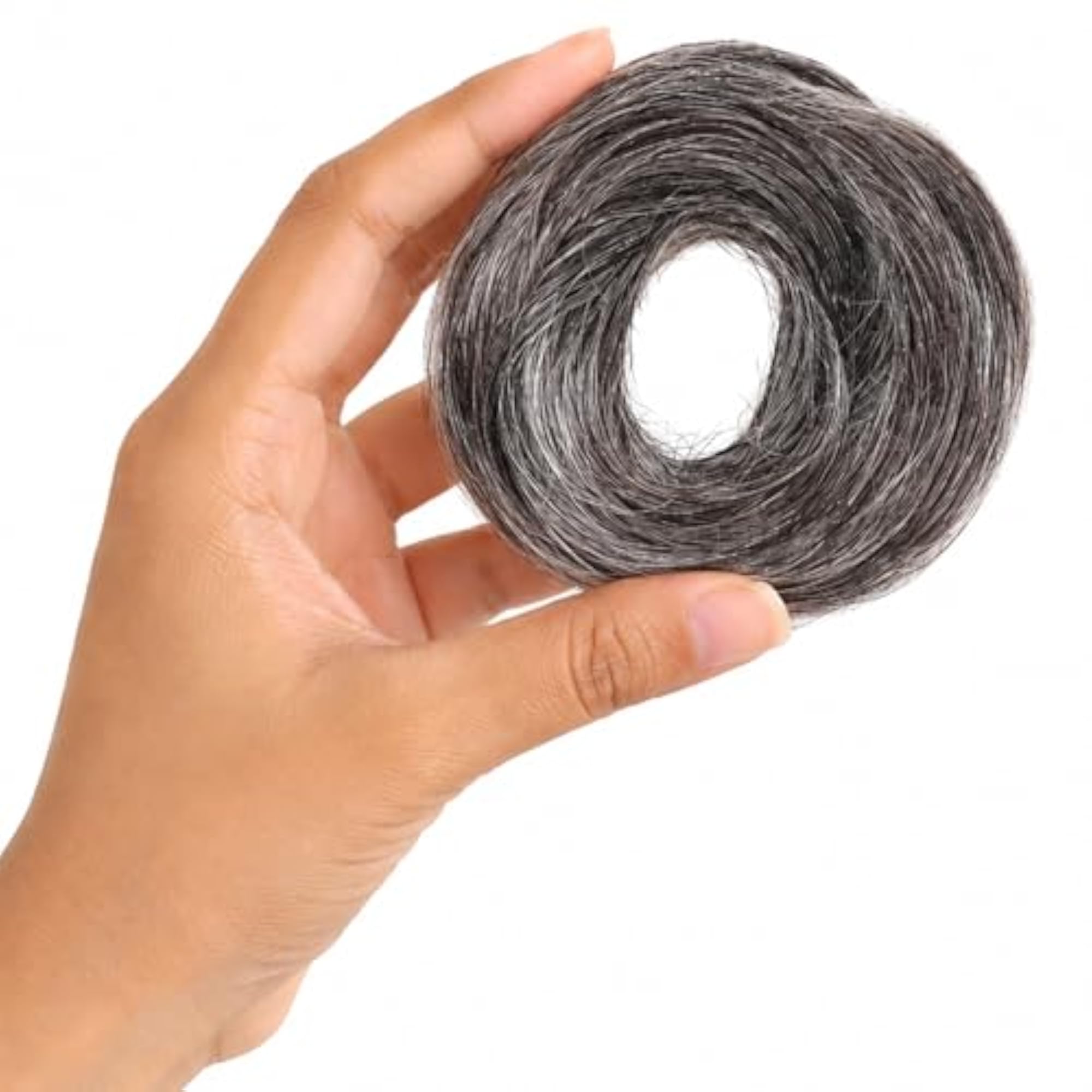 Women's Messy Bun Scrunchie Juda, Grey Human Hair Extension