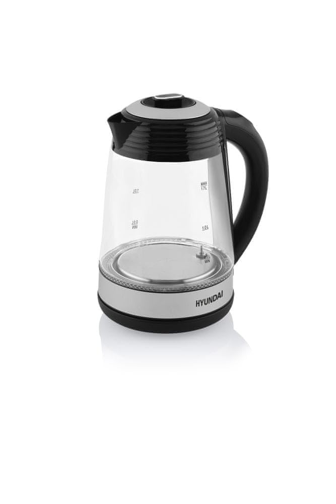HYUNDAI VK 780 - Hervidor de agua de cristal con 7 ajustes de temperatura, 40-100 °C, iluminación LED, función de mantenimiento del calor, 1,7 litros, 2200 W