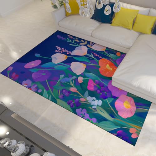 Tapis antidérapant 100x150cm lavable au style botanique bohème