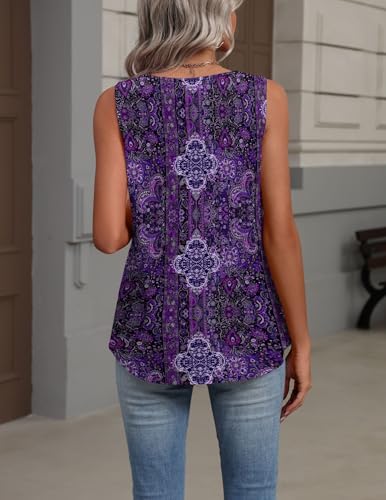 Image of Zeagoo Womens Tank Tops Summer Sleeveless Loose Fit Tops V Neck Pleated Shirts Basic Tees Dressy Casual Trendy Clothes